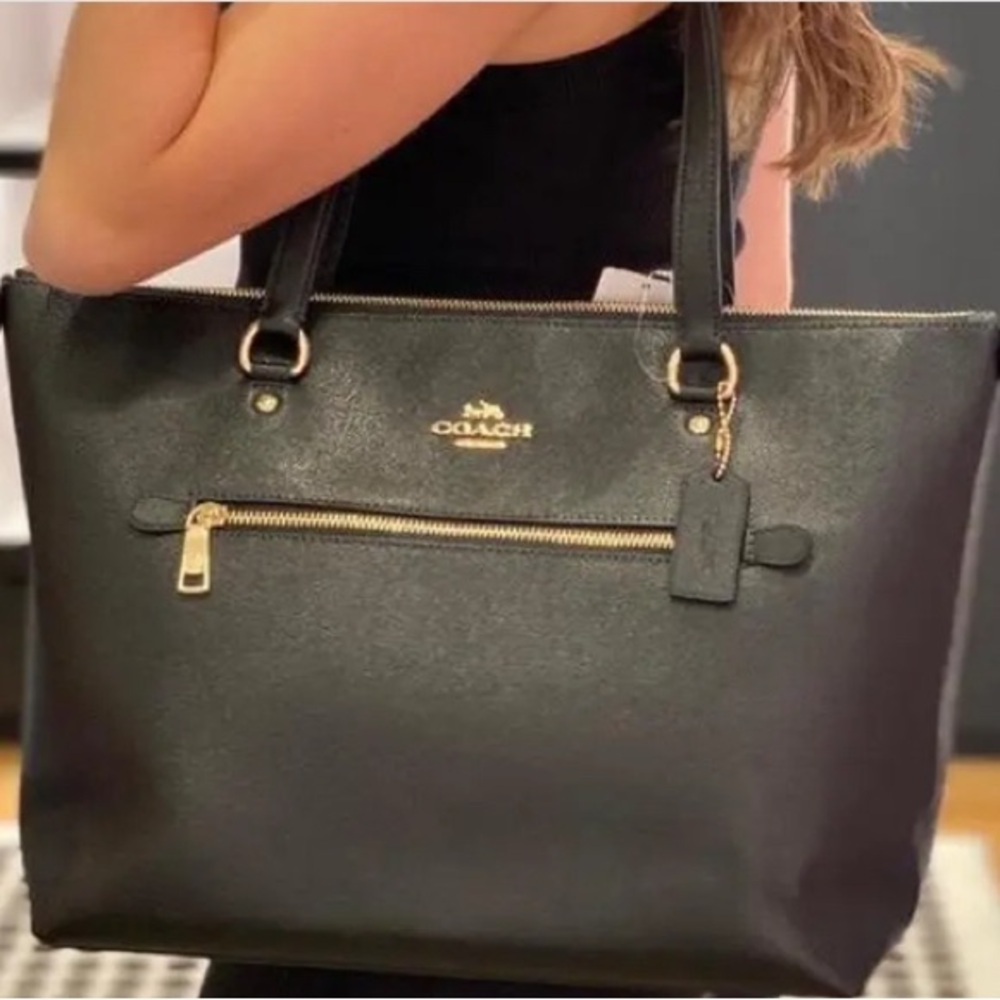 Coach Black Tote with Gold Accents